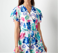 Playsuit virágmintával, kék - M méret